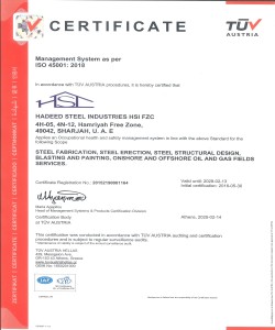 Hadeed Steel Industries FZC ISO 45001:2018